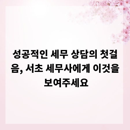 성공적인 세무 상담의 첫걸음, 서초 세무사에게 이것을 보여주세요
