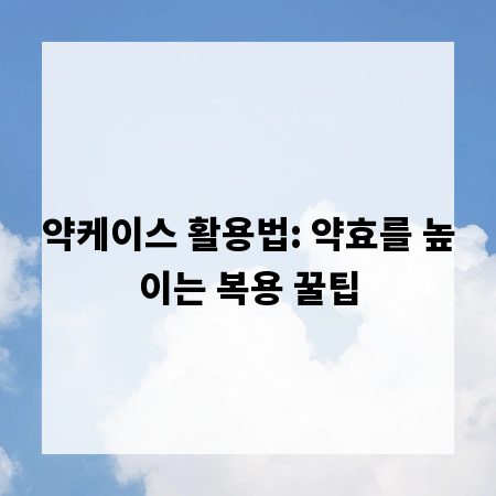 약케이스 활용법: 약효를 높이는 복용 꿀팁
