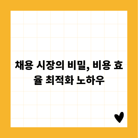 채용 시장의 비밀, 비용 효율 최적화 노하우