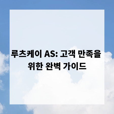 루츠케이 AS: 고객 만족을 위한 완벽 가이드
