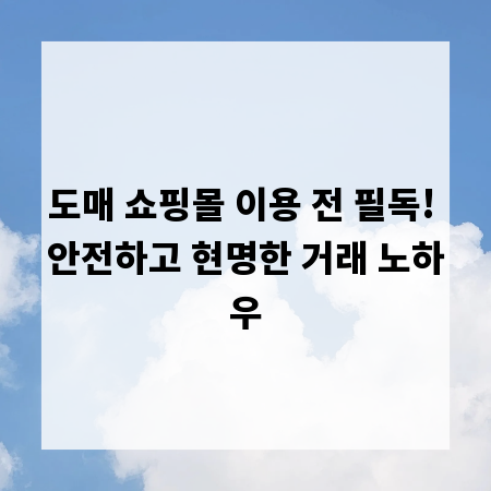도매 쇼핑몰 이용 전 필독! 안전하고 현명한 거래 노하우
