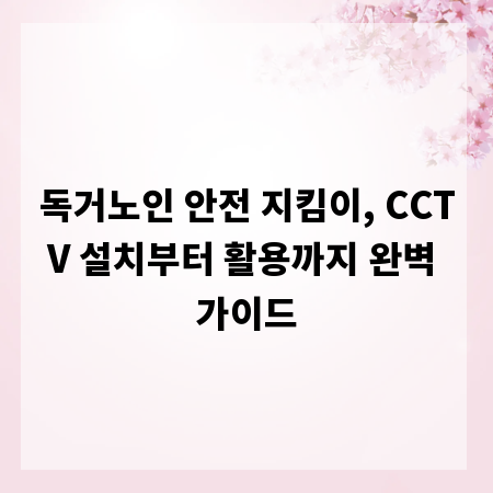 독거노인 안전 지킴이, CCTV 설치부터 활용까지 완벽 가이드