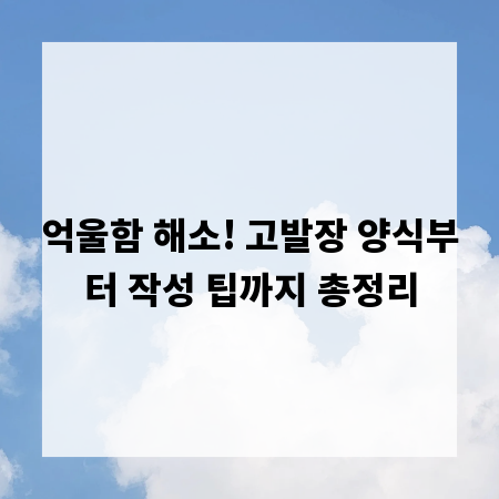 억울함 해소! 고발장 양식부터 작성 팁까지 총정리