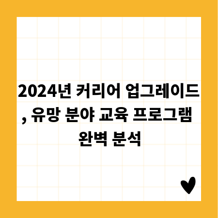 2024년 커리어 업그레이드, 유망 분야 교육 프로그램 완벽 분석