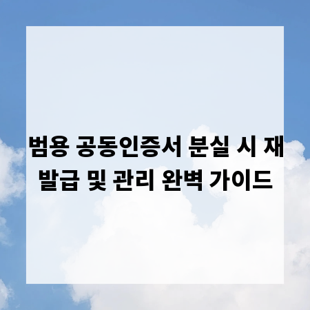 범용 공동인증서 분실 시 재발급 및 관리 완벽 가이드