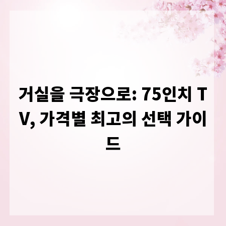 거실을 극장으로: 75인치 TV, 가격별 최고의 선택 가이드
