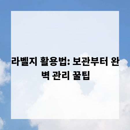 라벨지 활용법: 보관부터 완벽 관리 꿀팁