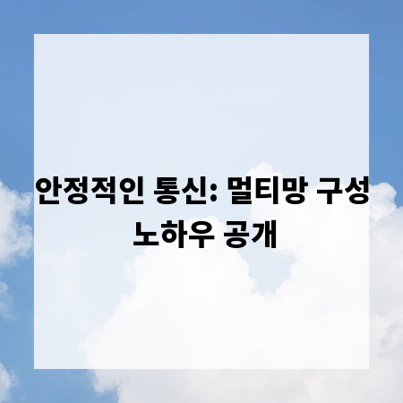 안정적인 통신: 멀티망 구성 노하우 공개