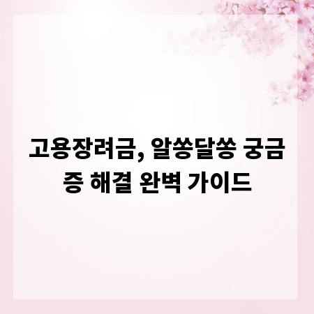 고용장려금, 알쏭달쏭 궁금증 해결 완벽 가이드