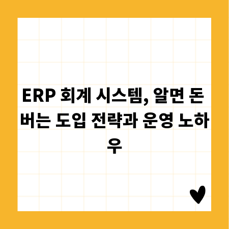 ERP 회계 시스템, 알면 돈 버는 도입 전략과 운영 노하우