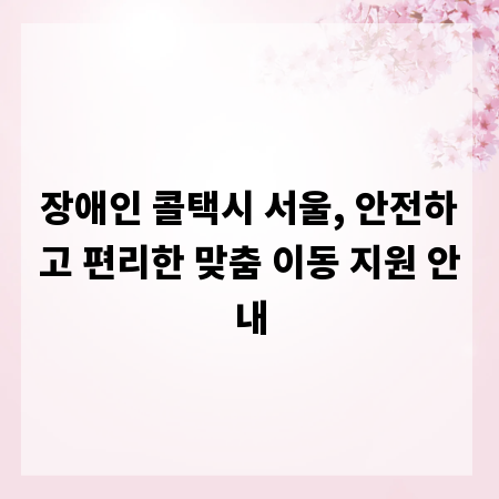 장애인 콜택시 서울, 안전하고 편리한 맞춤 이동 지원 안내