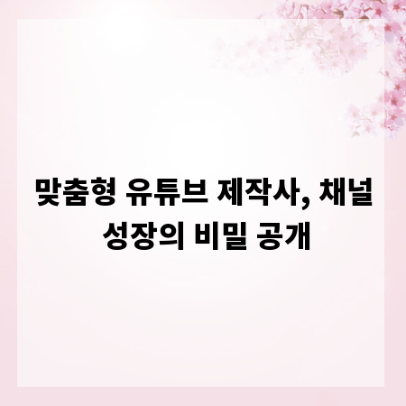 맞춤형 유튜브 제작사, 채널 성장의 비밀 공개