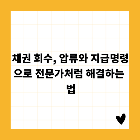 채권 회수, 압류와 지급명령으로 전문가처럼 해결하는 법