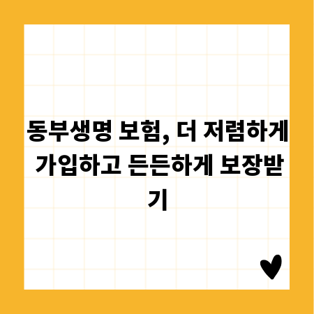 동부생명 보험, 더 저렴하게 가입하고 든든하게 보장받기