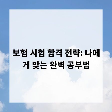 보험 시험 합격 전략: 나에게 맞는 완벽 공부법