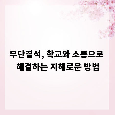 무단결석, 학교와 소통으로 해결하는 지혜로운 방법