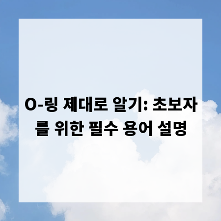 O-링 제대로 알기: 초보자를 위한 필수 용어 설명