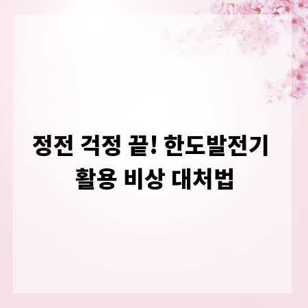 정전 걱정 끝! 한도발전기 활용 비상 대처법