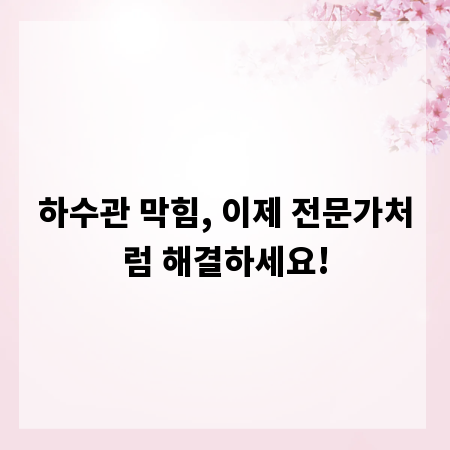 하수관 막힘, 이제 전문가처럼 해결하세요!