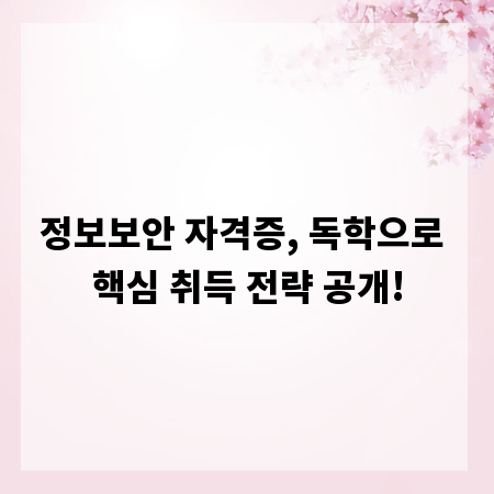 정보보안 자격증, 독학으로 핵심 취득 전략 공개!