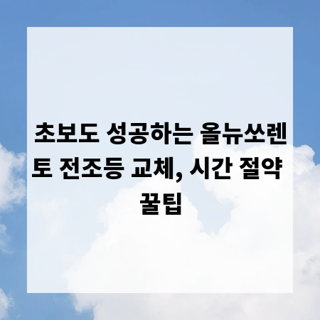 초보도 성공하는 올뉴쏘렌토 전조등 교체, 시간 절약 꿀팁