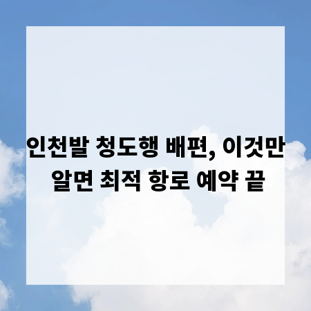 인천발 청도행 배편, 이것만 알면 최적 항로 예약 끝