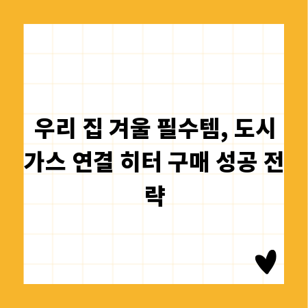 우리 집 겨울 필수템, 도시가스 연결 히터 구매 성공 전략