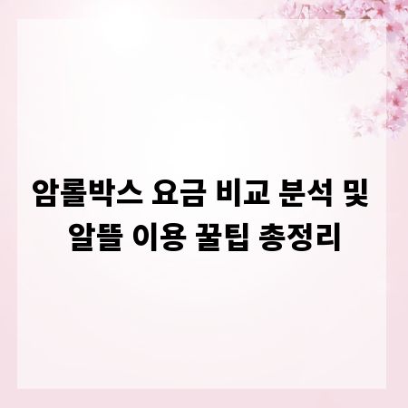 암롤박스 요금 비교 분석 및 알뜰 이용 꿀팁 총정리