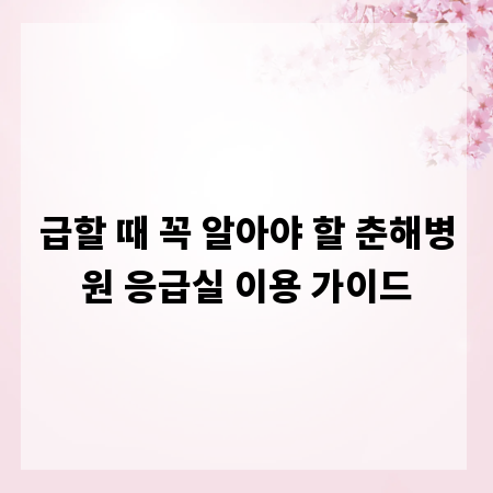 급할 때 꼭 알아야 할 춘해병원 응급실 이용 가이드
