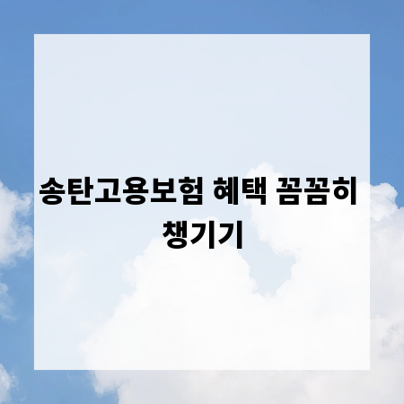 송탄고용보험 혜택 꼼꼼히 챙기기