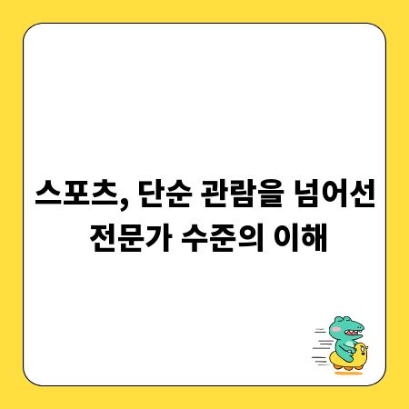 스포츠, 단순 관람을 넘어선 전문가 수준의 이해
