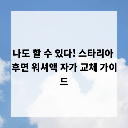 나도 할 수 있다! 스타리아 후면 워셔액 자가 교체 가이드