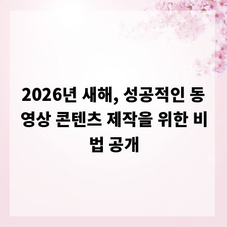 2026년 새해, 성공적인 동영상 콘텐츠 제작을 위한 비법 공개