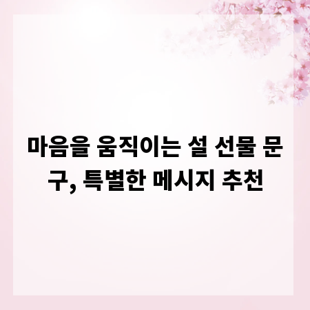 마음을 움직이는 설 선물 문구, 특별한 메시지 추천