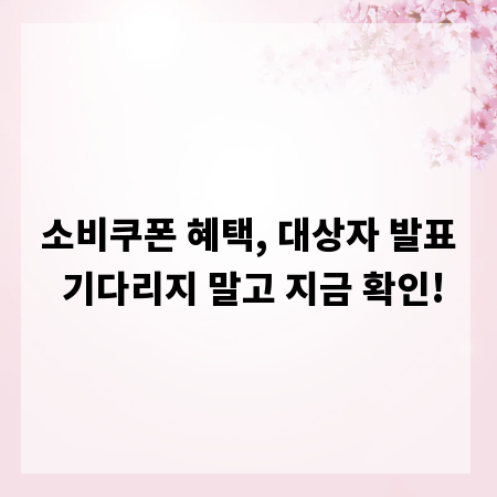 소비쿠폰 혜택, 대상자 발표 기다리지 말고 지금 확인!
