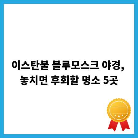 이스탄불 블루모스크 야경, 놓치면 후회할 명소 5곳