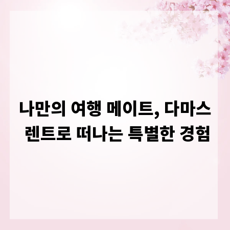 나만의 여행 메이트, 다마스 렌트로 떠나는 특별한 경험