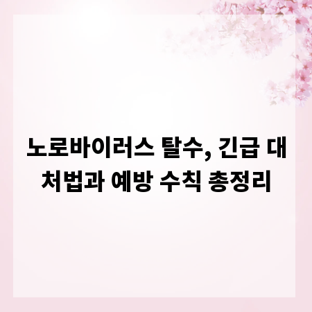 노로바이러스 탈수, 긴급 대처법과 예방 수칙 총정리