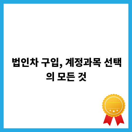 법인차 구입, 계정과목 선택의 모든 것
