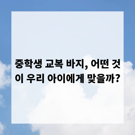 중학생 교복 바지, 어떤 것이 우리 아이에게 맞을까?