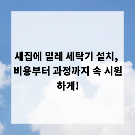 새집에 밀레 세탁기 설치, 비용부터 과정까지 속 시원하게!