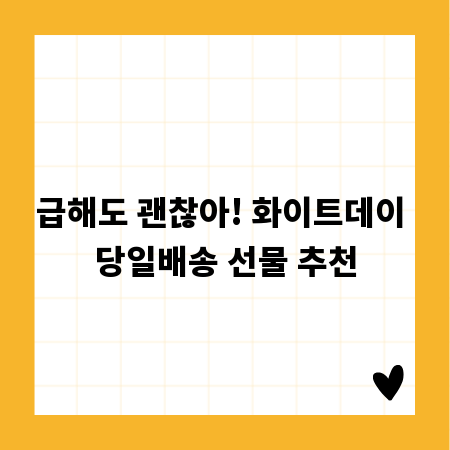 급해도 괜찮아! 화이트데이 당일배송 선물 추천