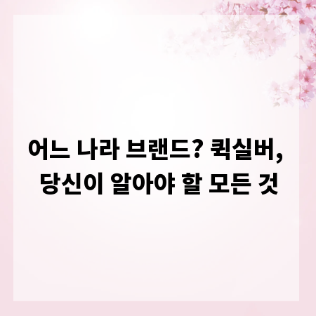 어느 나라 브랜드? 퀵실버, 당신이 알아야 할 모든 것