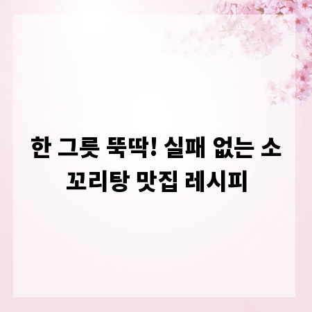 한 그릇 뚝딱! 실패 없는 소꼬리탕 맛집 레시피