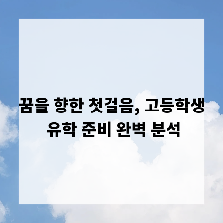 꿈을 향한 첫걸음, 고등학생 유학 준비 완벽 분석