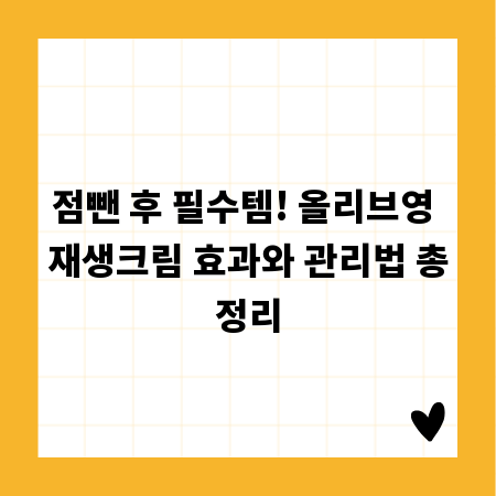 점뺀 후 필수템! 올리브영 재생크림 효과와 관리법 총정리