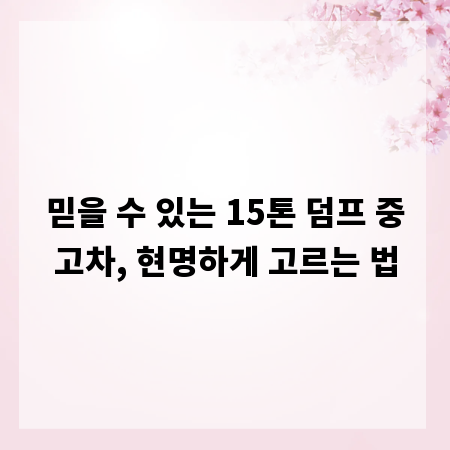 믿을 수 있는 15톤 덤프 중고차, 현명하게 고르는 법