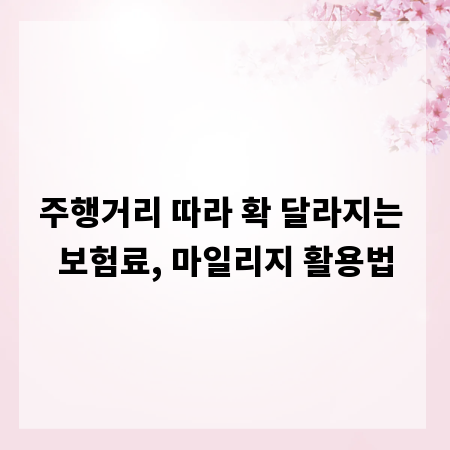 주행거리 따라 확 달라지는 보험료, 마일리지 활용법