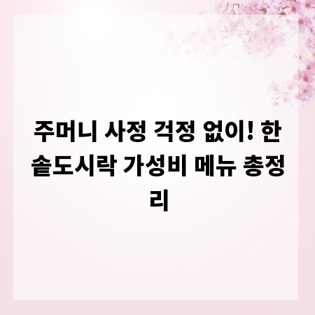 주머니 사정 걱정 없이! 한솥도시락 가성비 메뉴 총정리