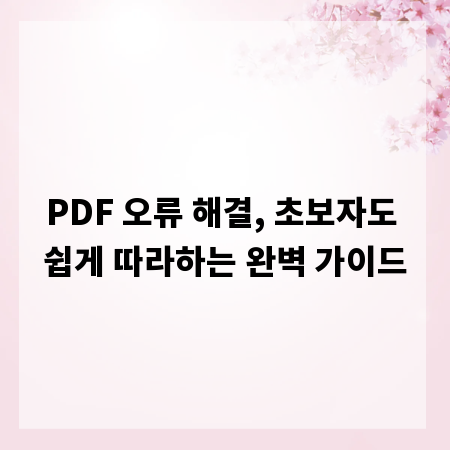 PDF 오류 해결, 초보자도 쉽게 따라하는 완벽 가이드
